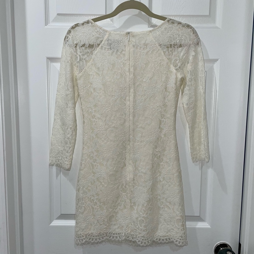 💰3 For $25 💰Armani Exchange Off White Lace Mini Dress SZ 0 - Picture 7 of 9